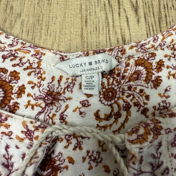 Lucky Brand Women’s Small  Aztec Boho Print Peasant Shirt - Picture 3 of 10